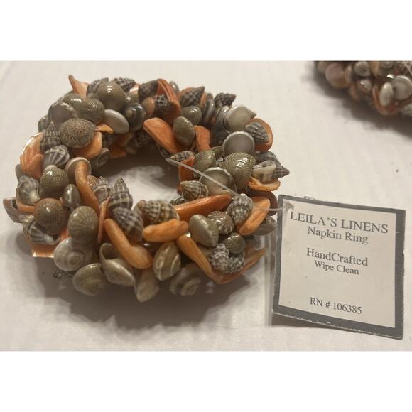NWT Set of 9 NAPKIN RINGS Small Sea Shells Cluster Beach House Summer Ocean - Picture 5 of 7